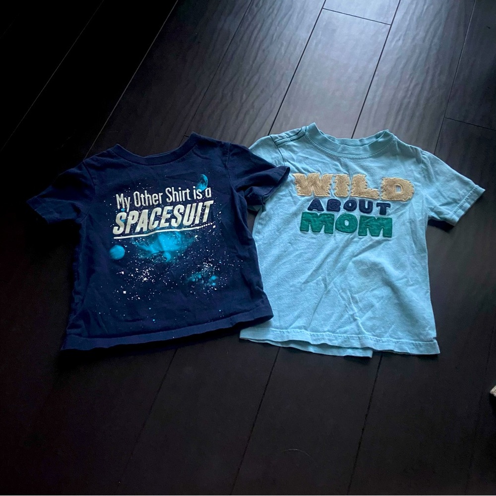 The Children’s Place glow in the dark space t-shirt & crazy8 furry mom t-shirts